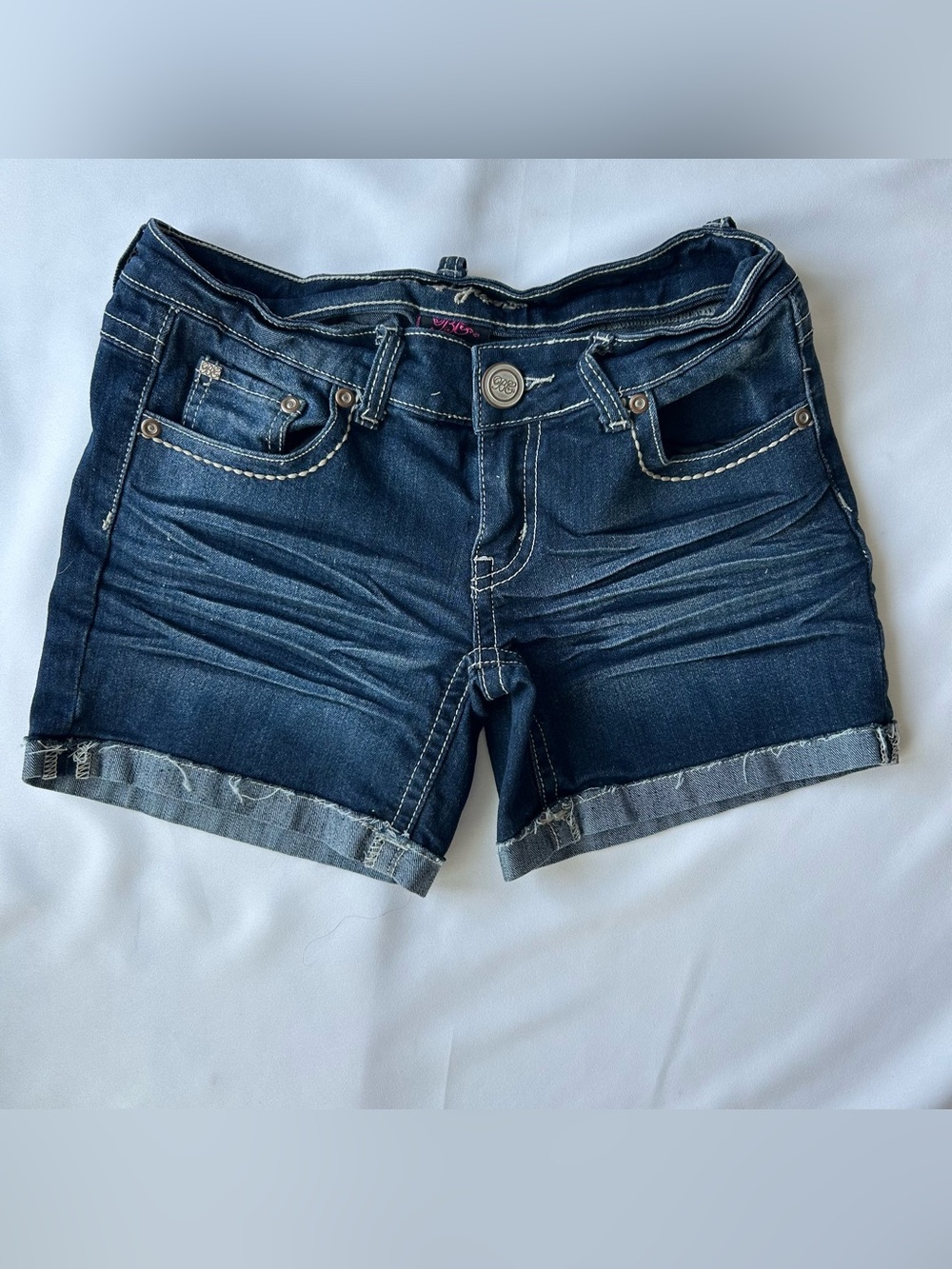 Bubblegum Dark Blue Cuffed Denim Shorts